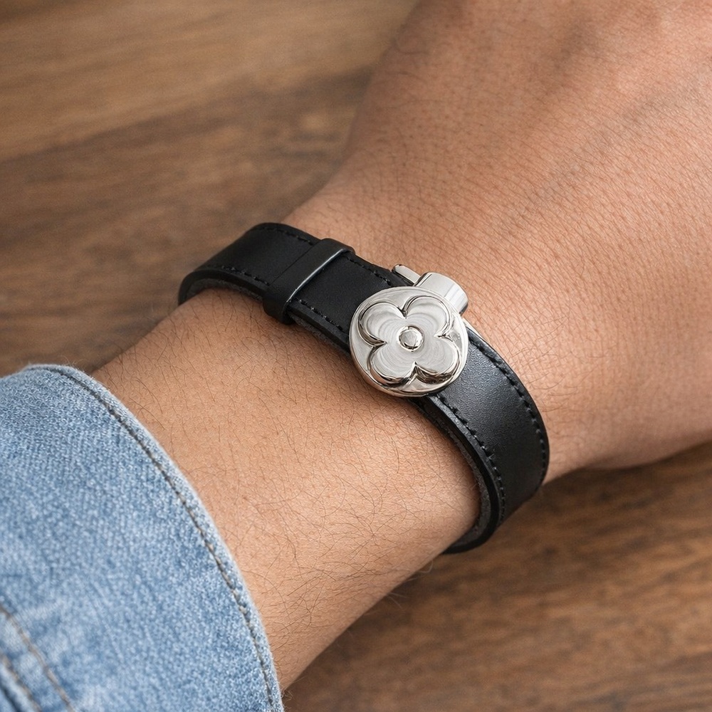 Louis Vuitton Black Leather Wish Bracelet